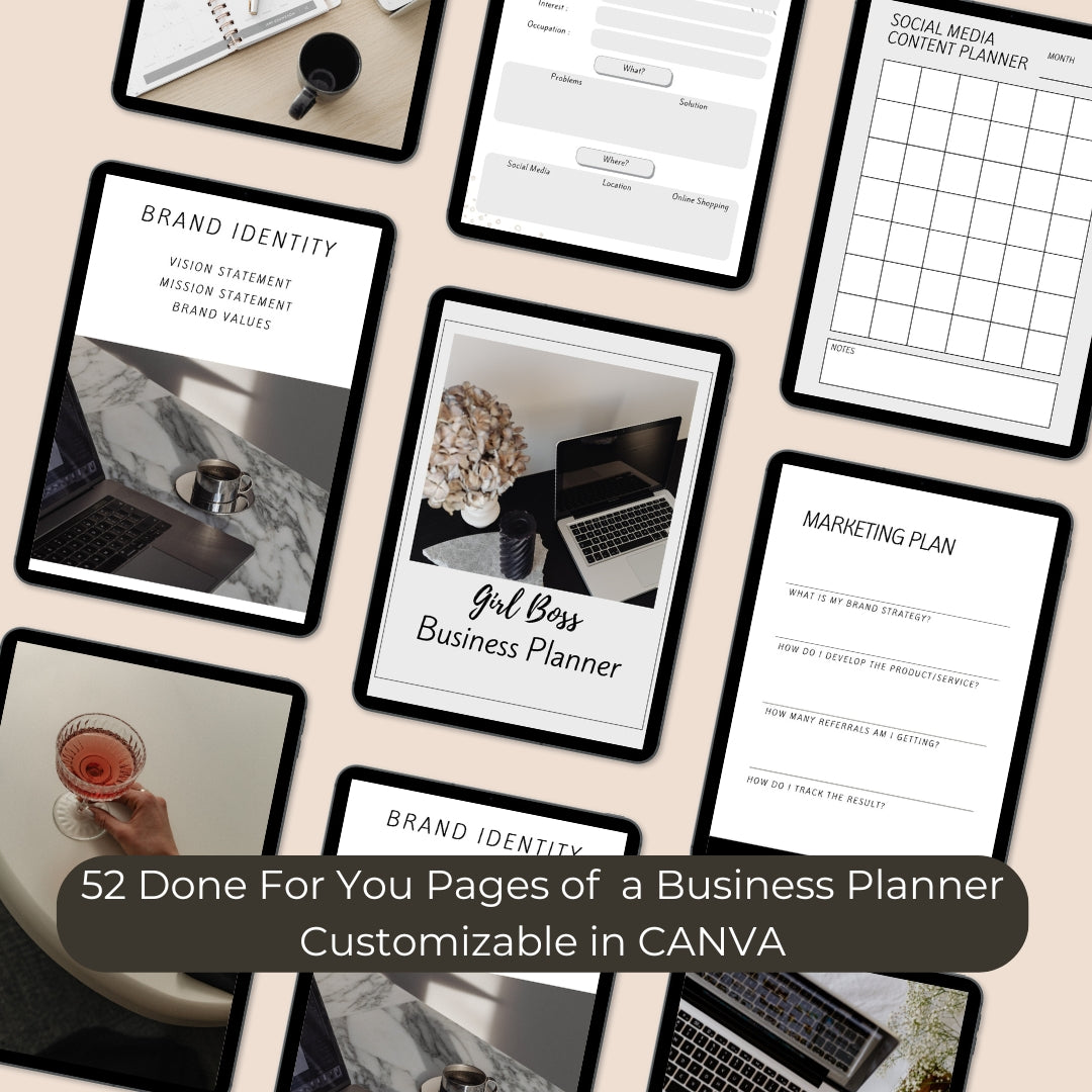 Girl Boss Business Planner, Digital Planner, Done for You Planner Template, PLR Planner, Printable Business Planner, Master Resell Rights