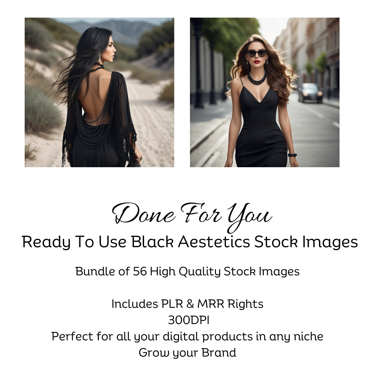 Set of 56 Stock Images, Black Aestetic Stock Photos with Commercial Use and Master Resell Rights