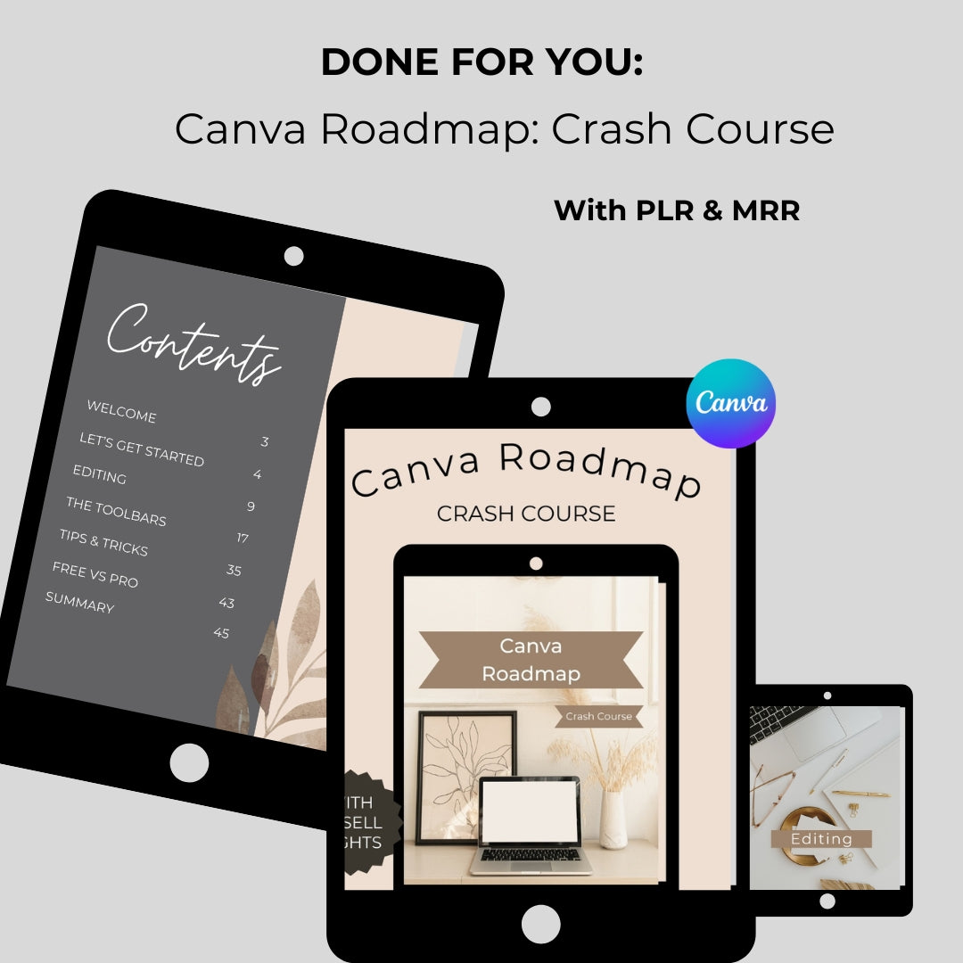 Canva Roadmap, Canva Course, Master Resell Rights (MRR) and Private Label Rights, Done for You Digital Product, How To Guide