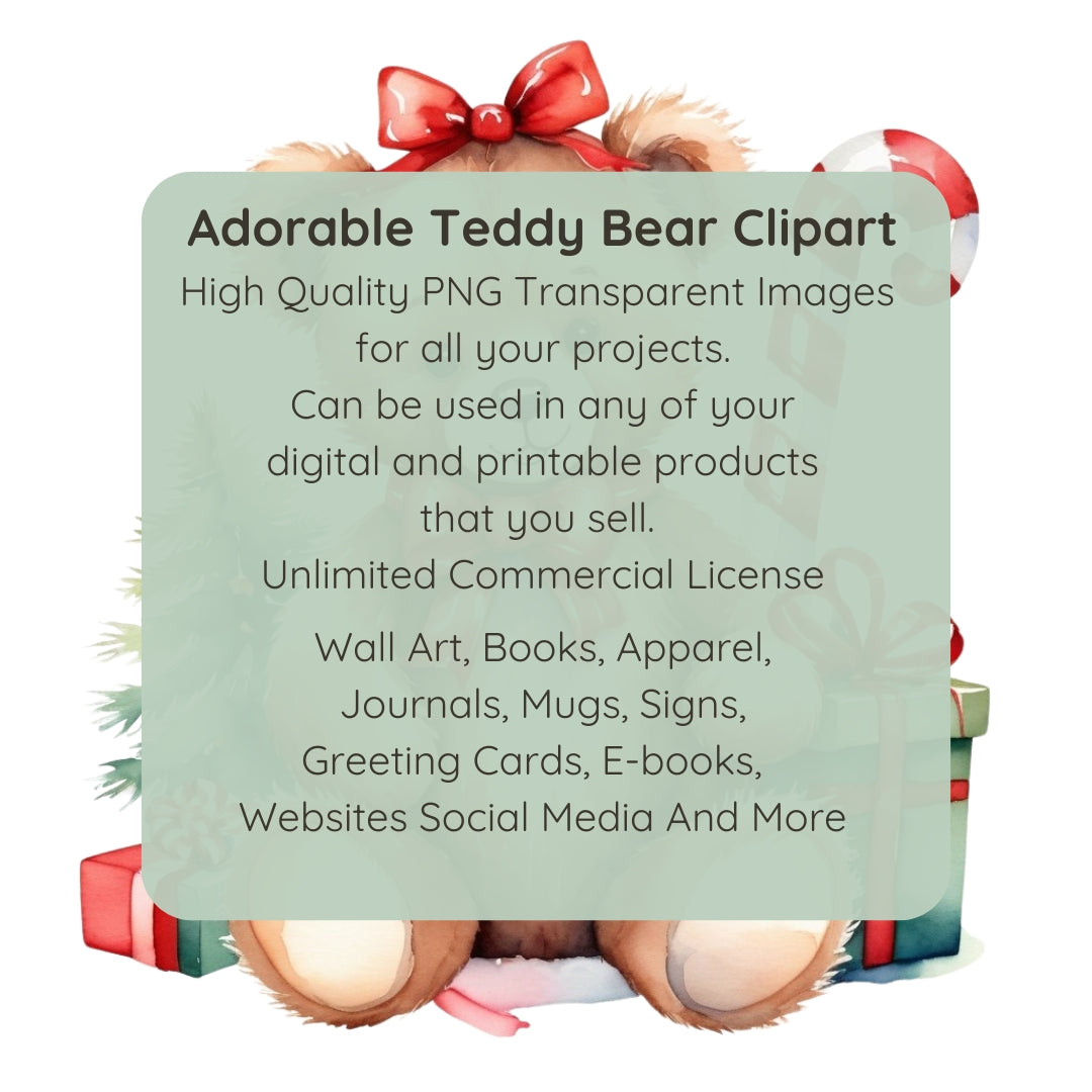Adorable Christmas Teddy Bears Clipart