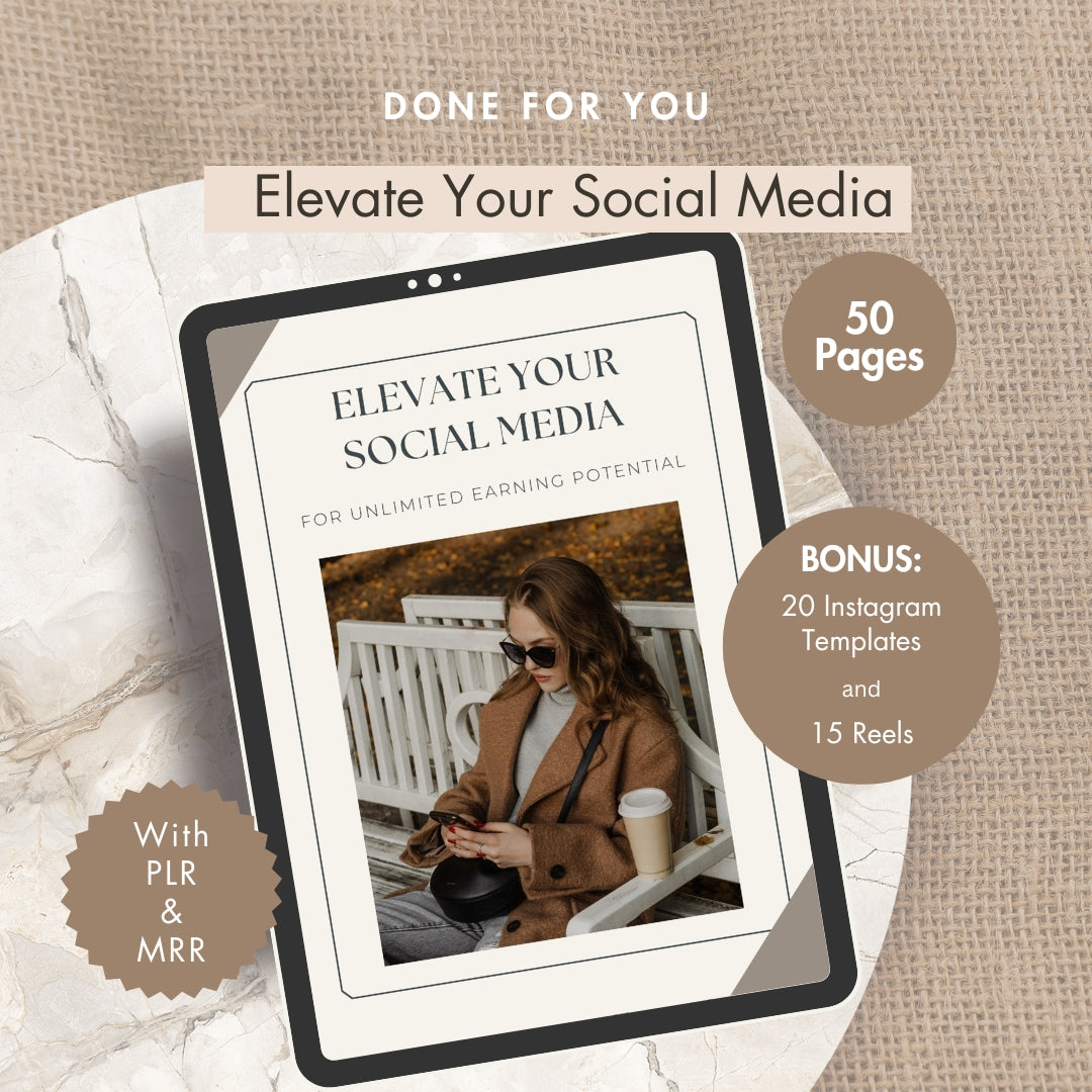 Elevate Your Social Media Ebook, Instagram Hooks, Social Media Content Guide with Master Resell Rights, Done for You Digital Products
