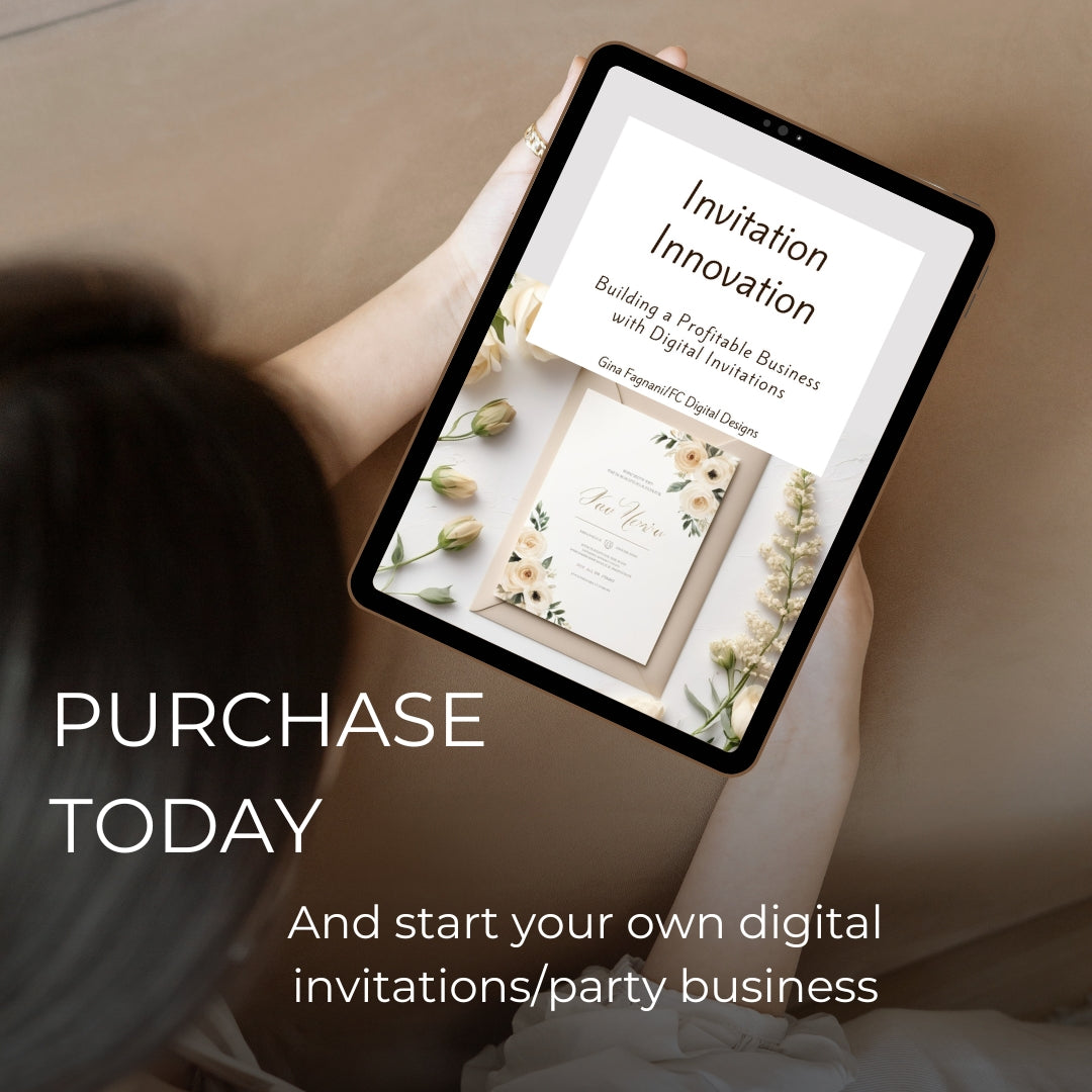 Create Invitations Ebook, How To Create and Sell Digital Invitations, How To Guide for Creating Party Invitations, Digital Download