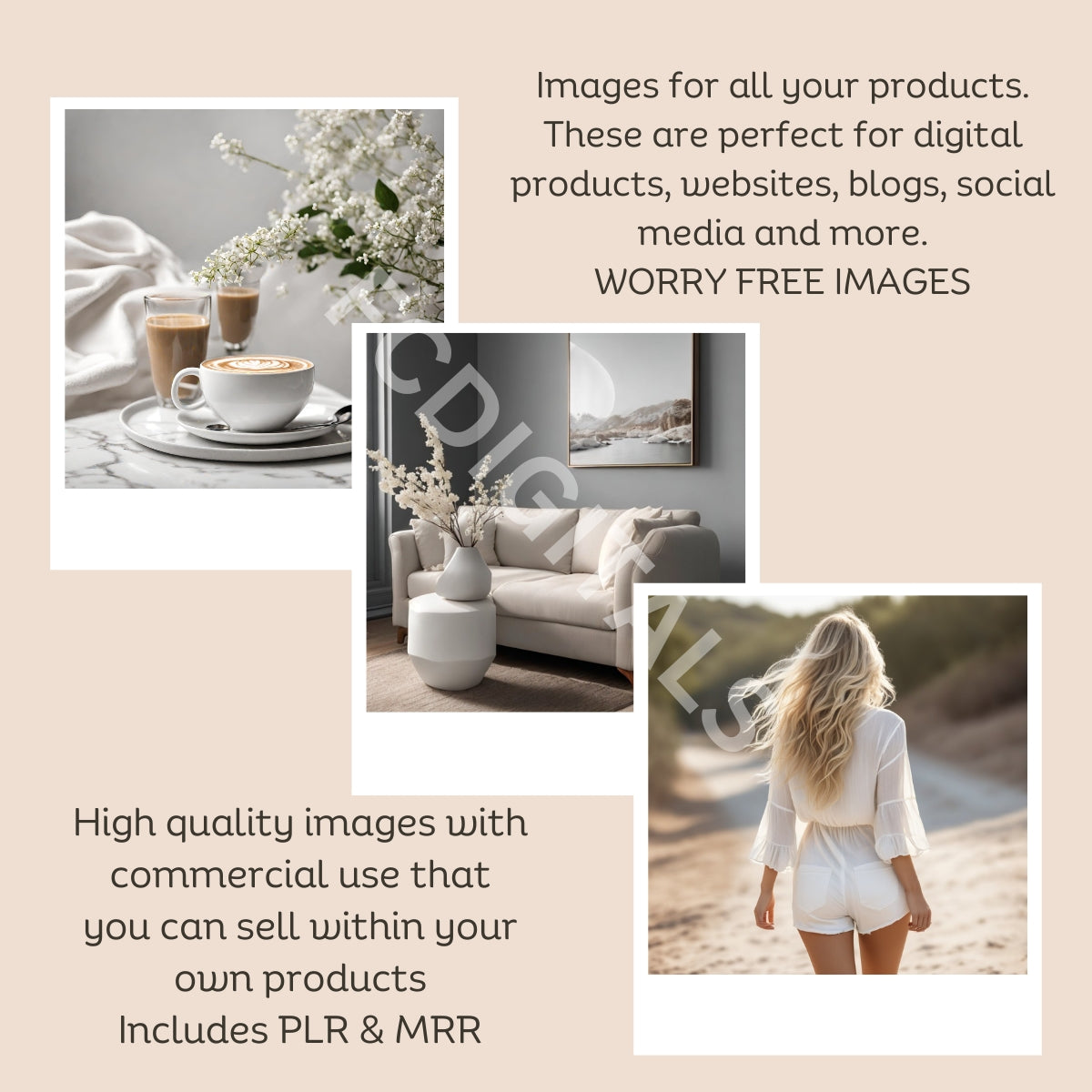 Set of 56 Neutral White Stock Images with Master Resell Rights