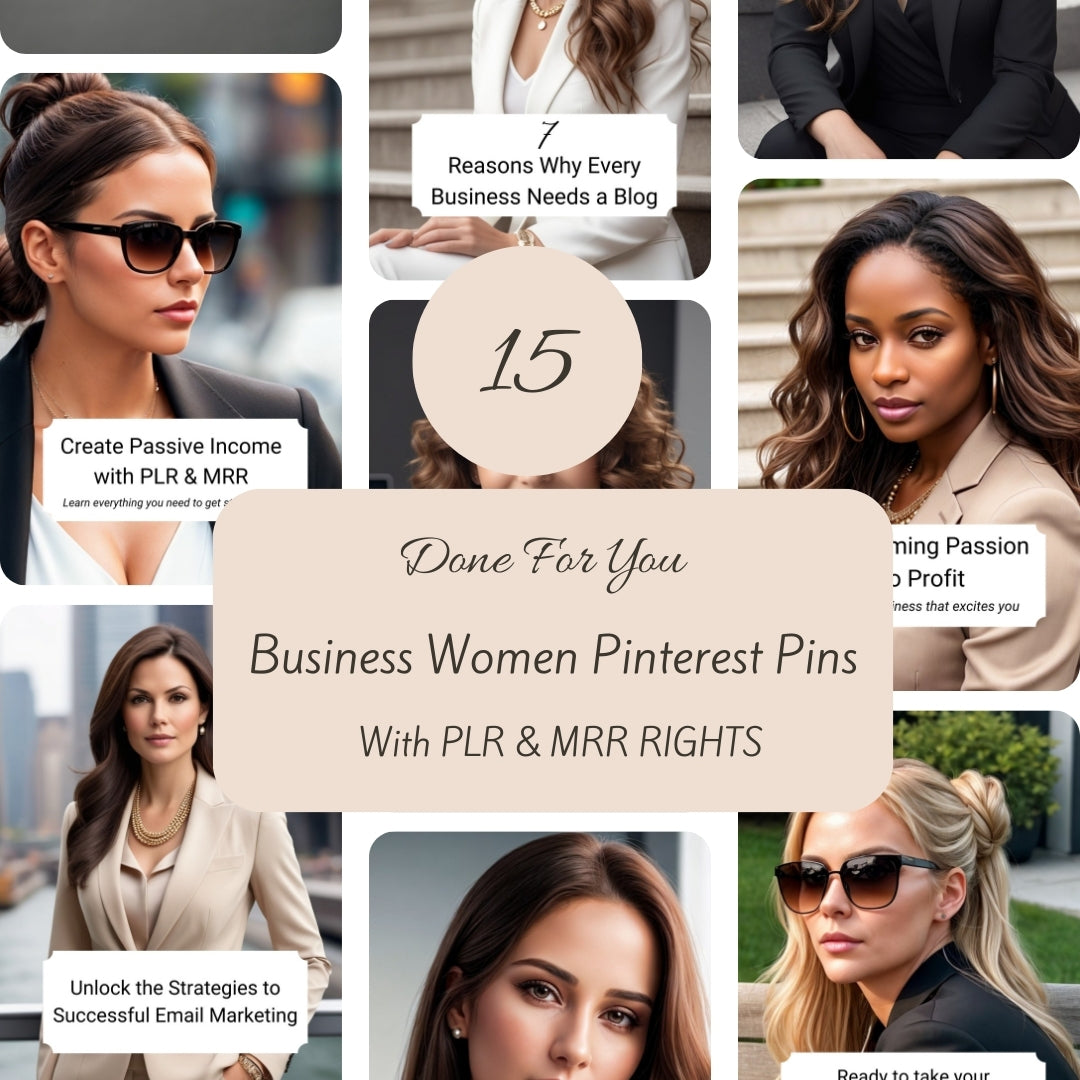 Business Women Pinterest Pins with PLR and MRR