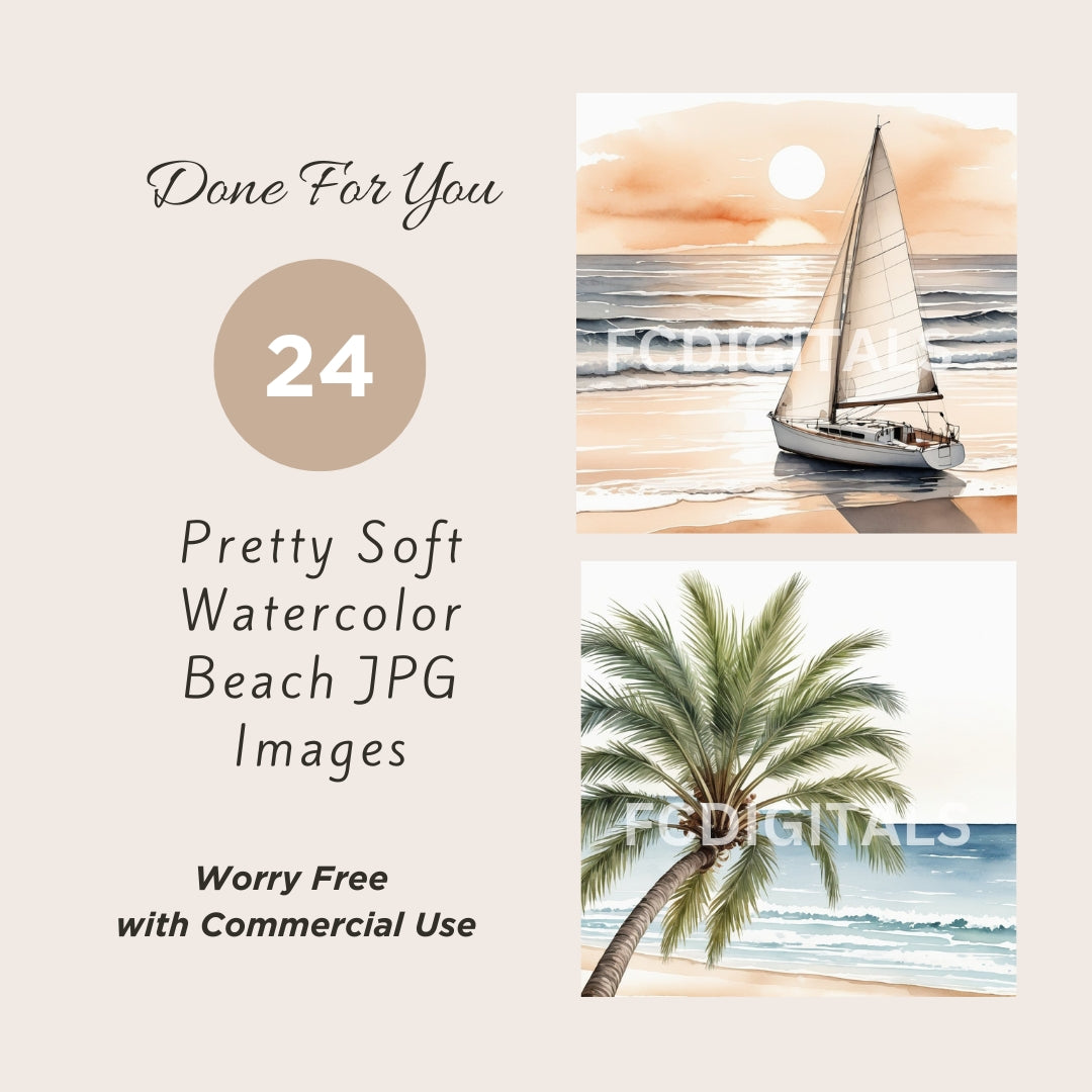 Watercolor Beach Theme Clipart, High Quality Beach Images
